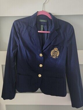 Ralph Lauren Navy Blazer with Gold Embroidered Crest